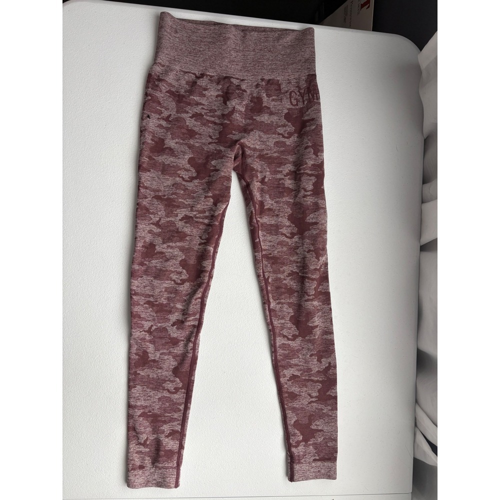 Gymshark‎ Burgundy Camo Seamless High Waisted Workout Leggings Womens Size S